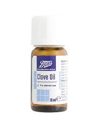 Clove oil - Terry says you can order larger bottles from Boots