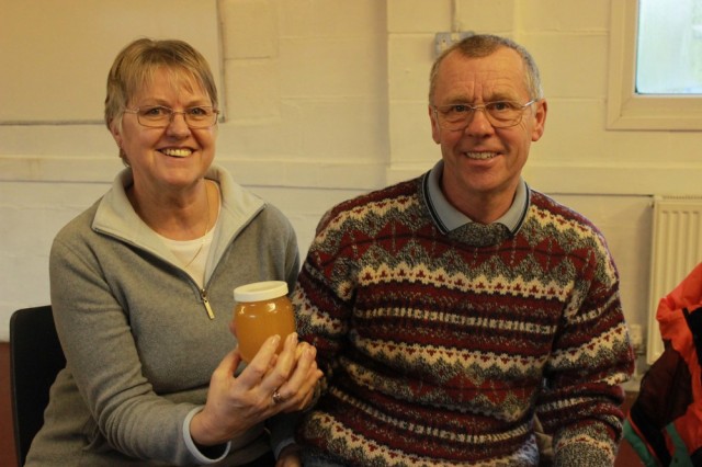 Betty and Alan with their winning honey